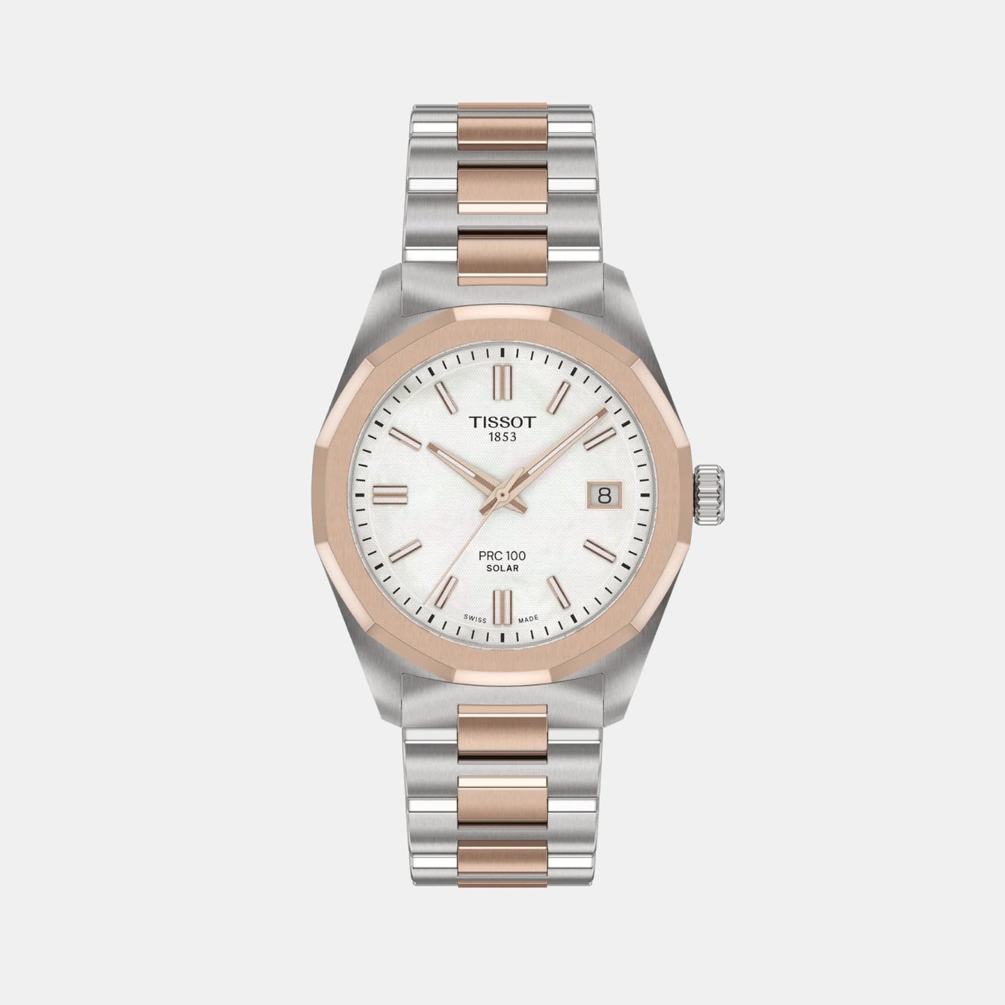 PRC 100 Women Solar Mother Of Pearl Dial Analog Stainless Steel Watch T1518222211100