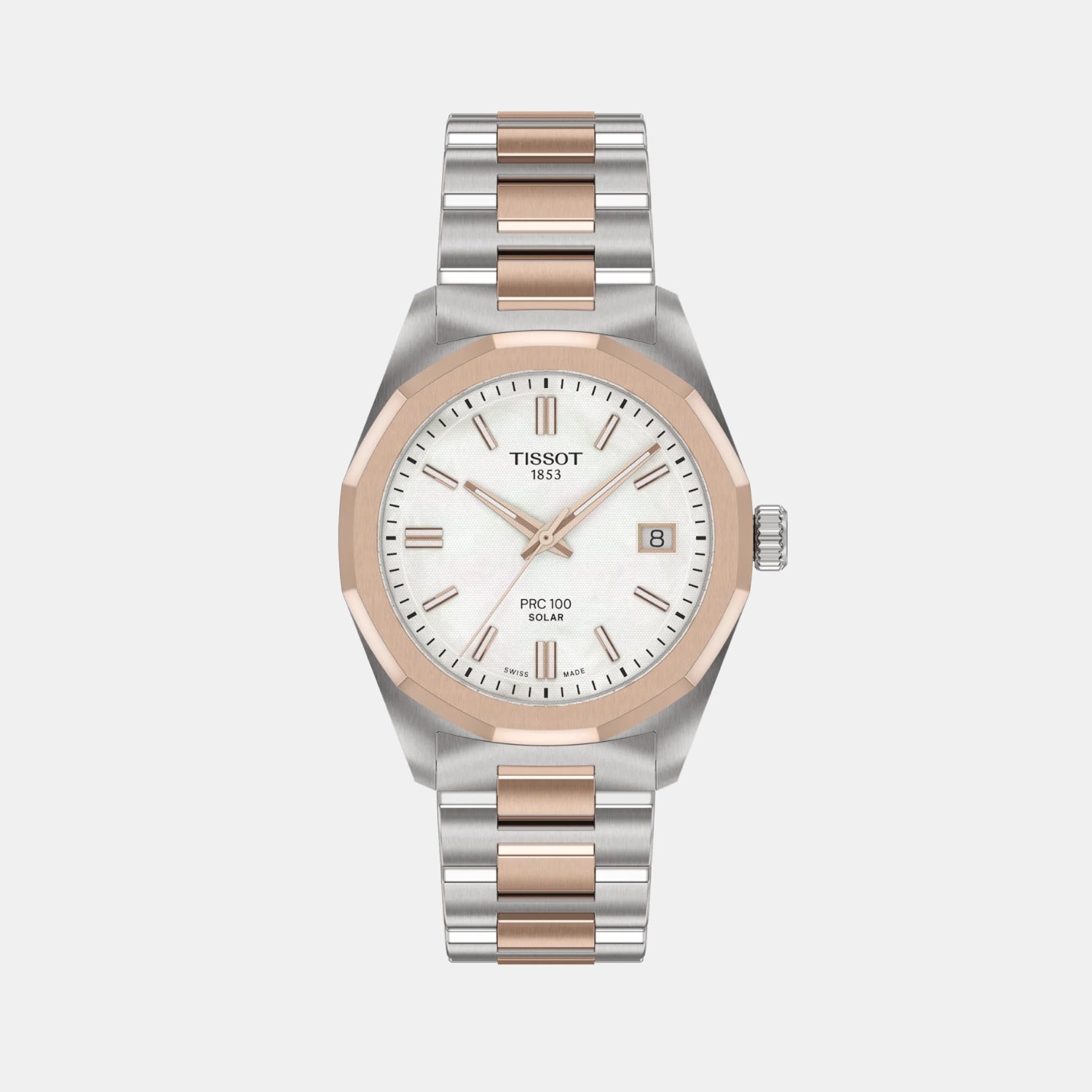 PRC 100 Women Solar Mother Of Pearl Dial Analog Stainless Steel Watch T1518222211100