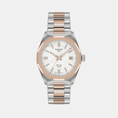 PRC 100 Women Solar Mother Of Pearl Dial Analog Stainless Steel Watch T1518222211100