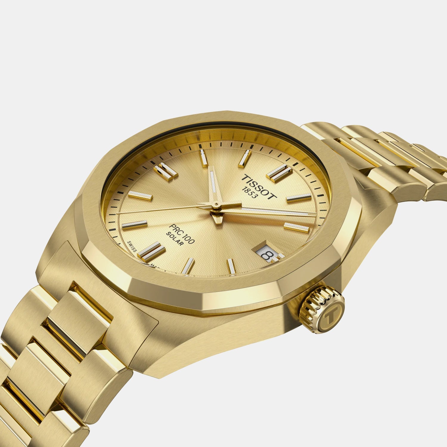 PRC 100 Women Solar Champagne Dial Analog Stainless Steel Watch T1518223302100