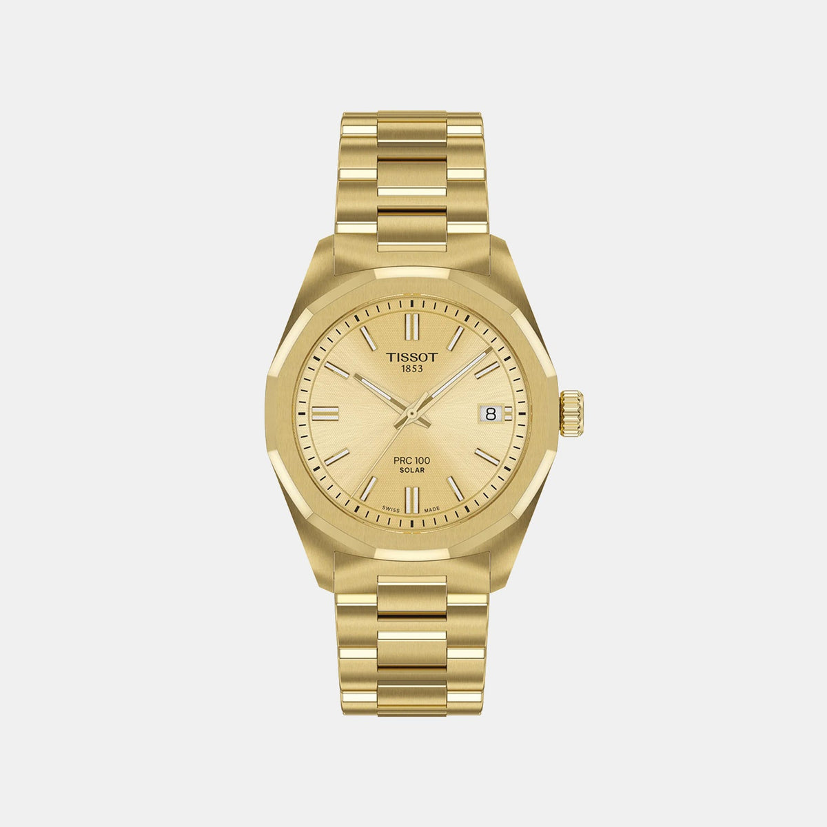 PRC 100 Women Solar Champagne Dial Analog Stainless Steel Watch T1518223302100