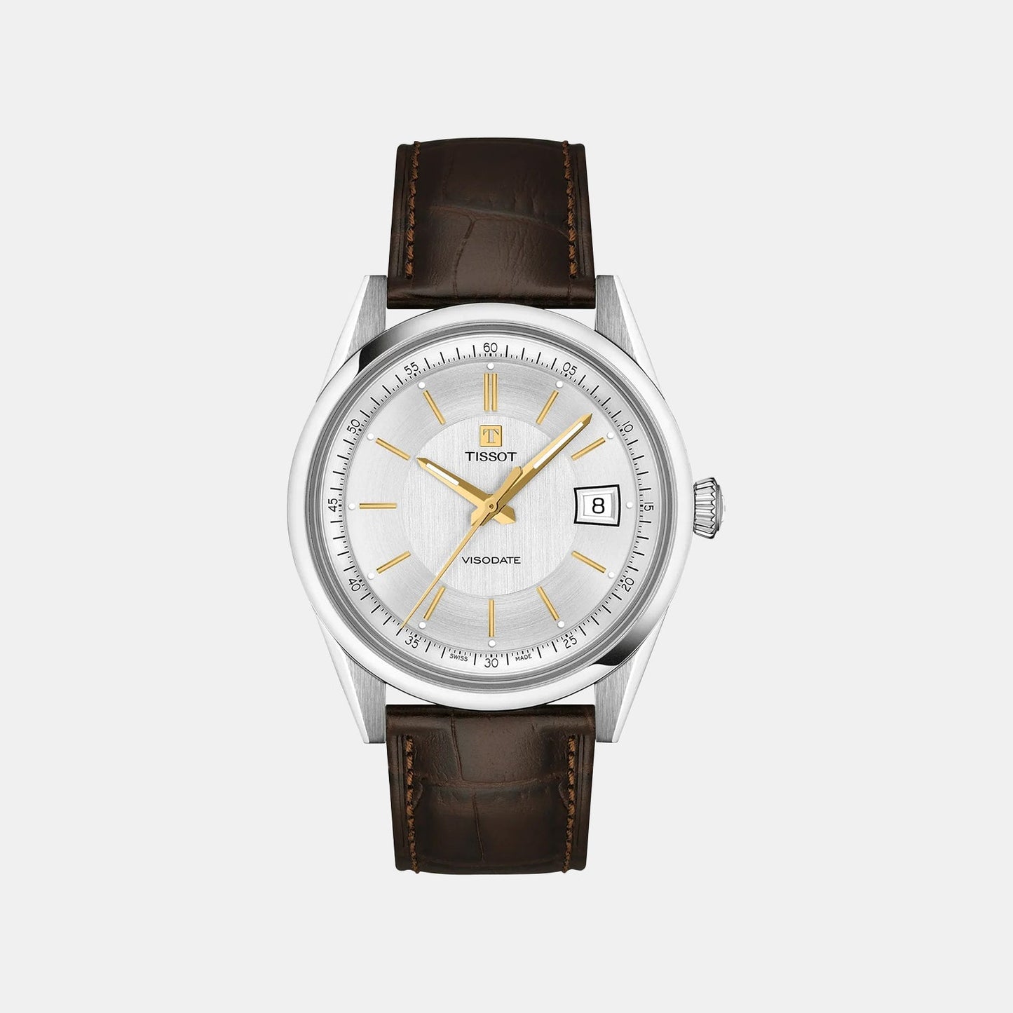 Visodate Men Automatic Silver Dial Analog Leather Watch T1574071603100