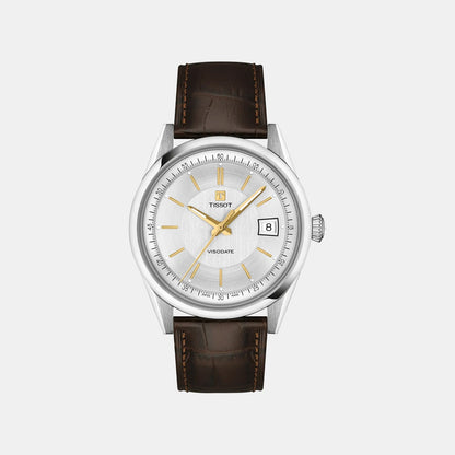 Visodate Men Automatic Silver Dial Analog Leather Watch T1574071603100