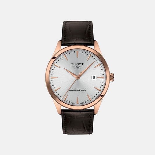Classic Dream Men Automatic Silver Dial Analog Leather Watch T1584073603100