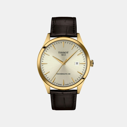 Classic Dream Men Automatic Ivory Dial Analog Leather Watch T1584073626100