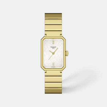 Classic Contemporary Women Quartz Gold Dial Analog Stainless Steel Watch T1601103311300