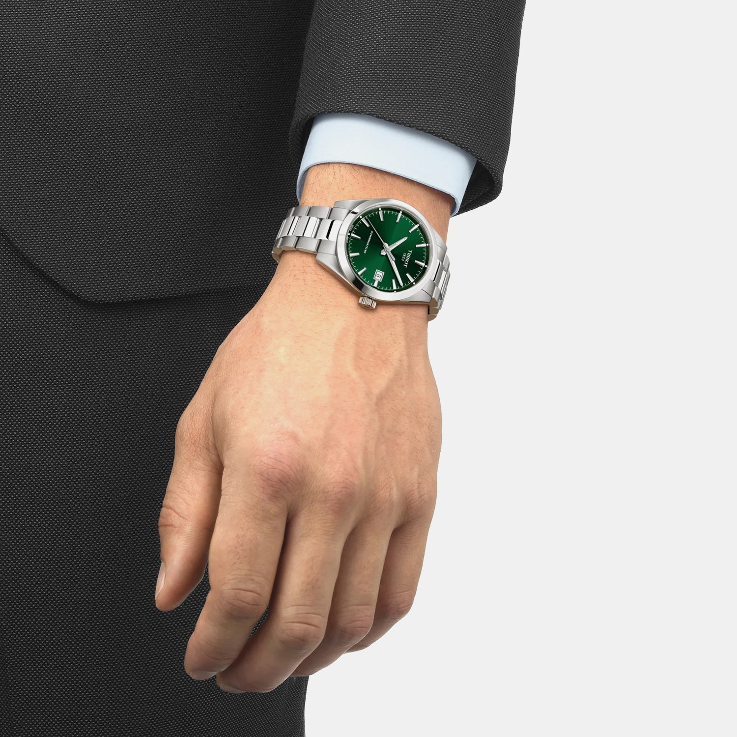Gentleman 38mm Men Automatic Green Dial Analog Stainless Steel Watch T1658071109100