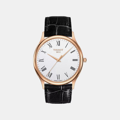 T-Gold Men Quartz Silver Dial Analog Leather Watch T9264107601300