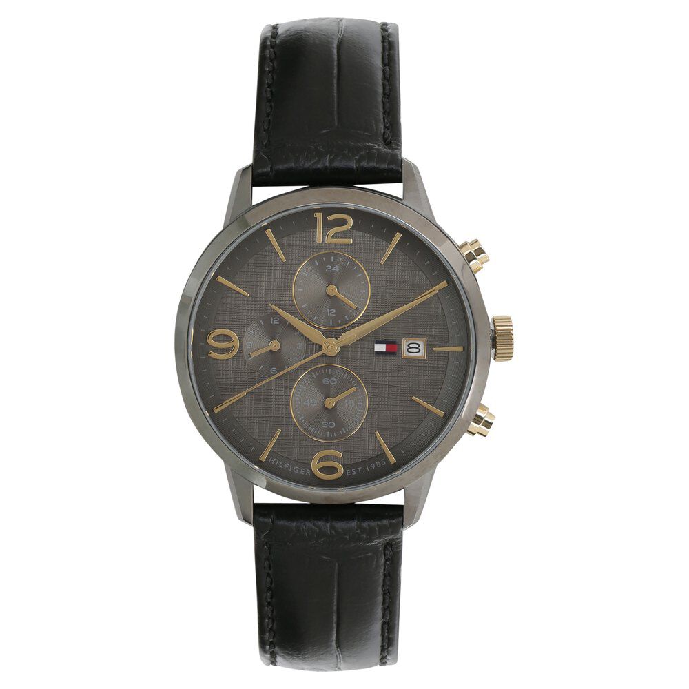 Tommy Hilfiger Quartz Analog Grey Dial Leather Strap Watch for Men-NCTH1710357
