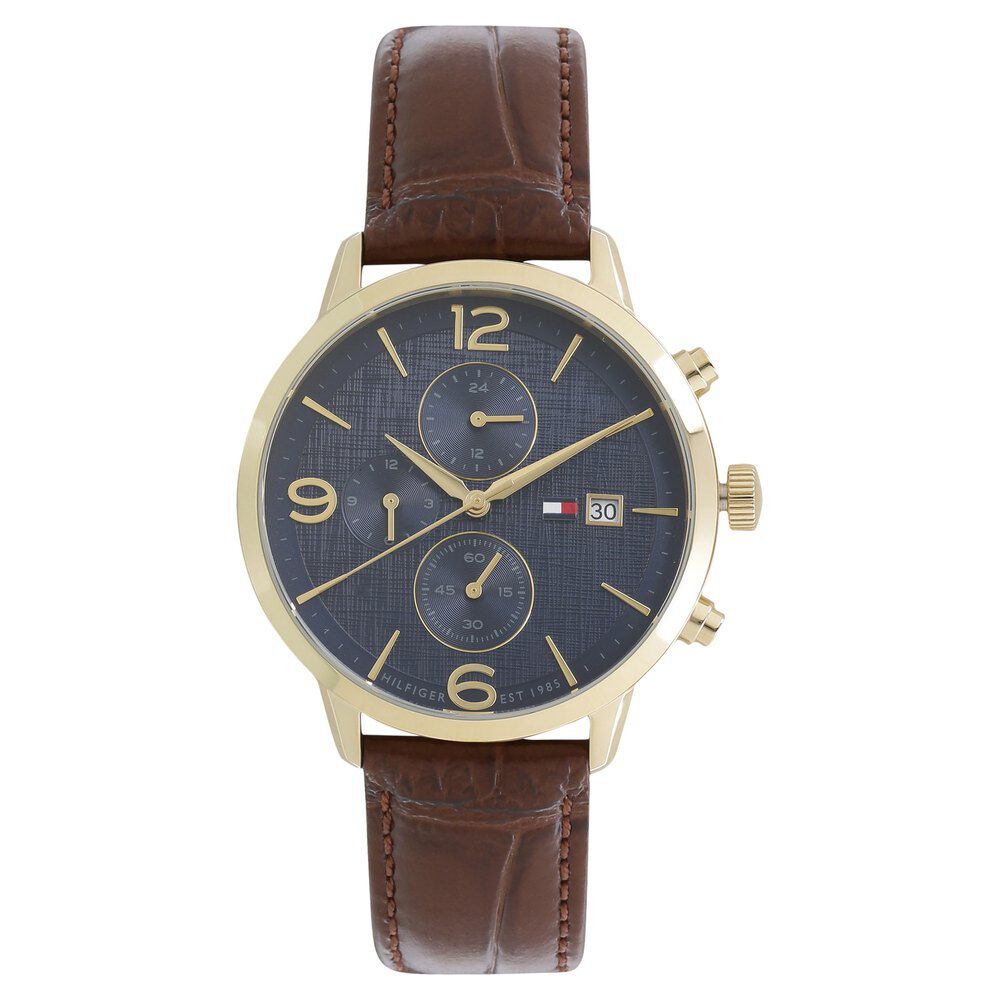 Tommy Hilfiger Quartz Analog Blue Dial Leather Strap Watch for Men-NCTH1710359