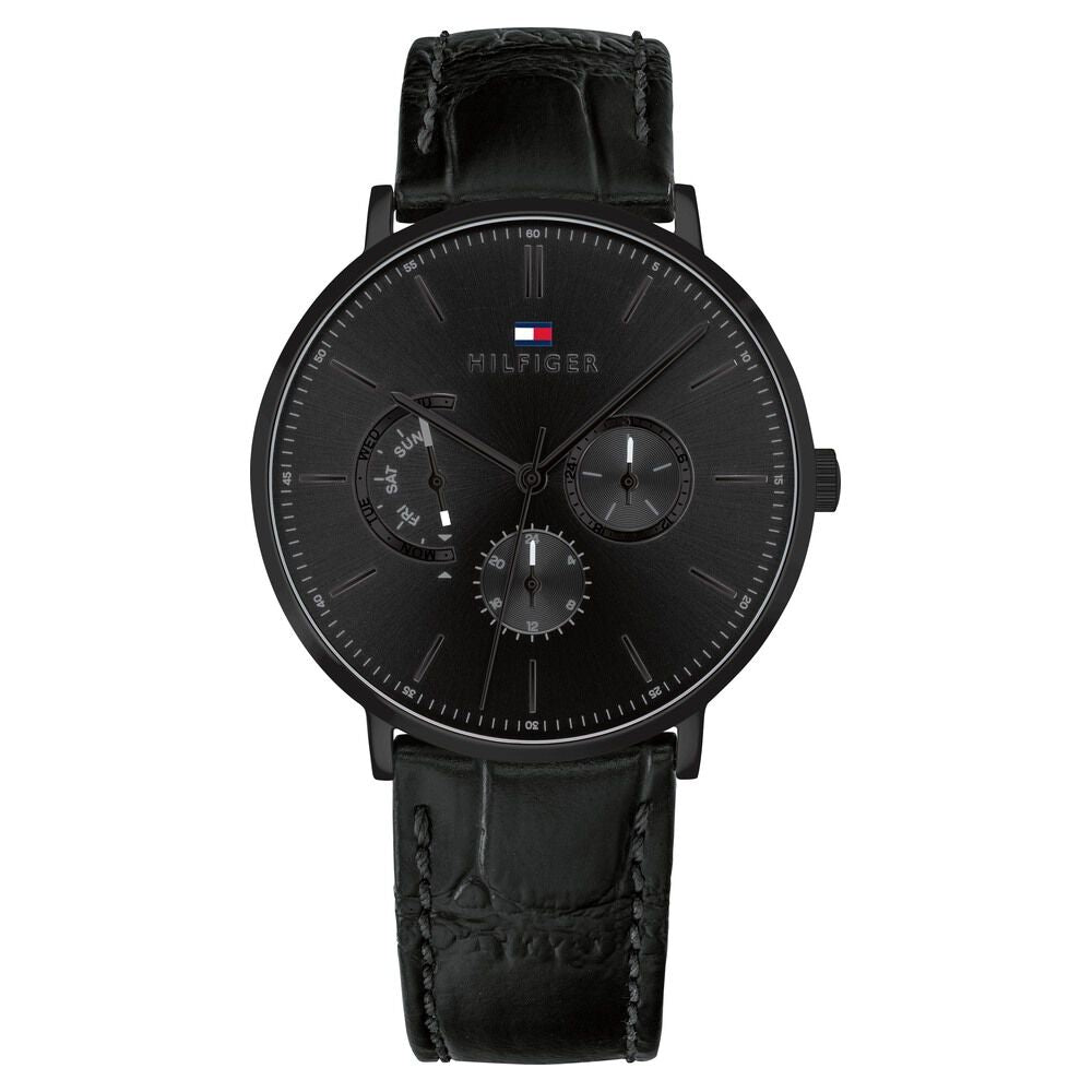 Tommy Hilfiger Quartz Analog Black Dial Leather Strap Watch for Men-NCTH1710378W