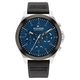 Tommy Hilfiger Blue Dial Black Colour Leather Strap Watch for Men TH1710523
