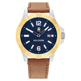 Tommy Hilfiger Blue Dial Brown Colour Leather Strap Watch For Men