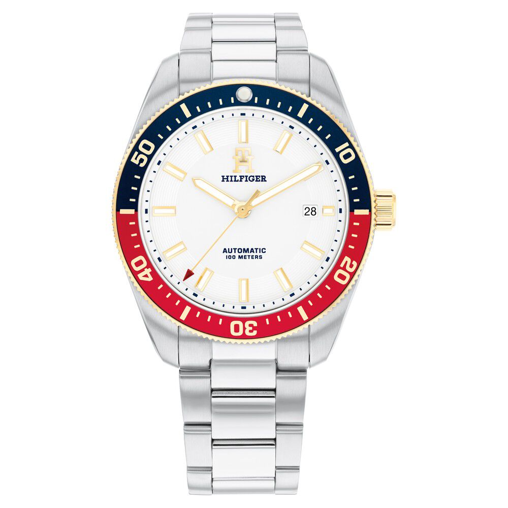 Tommy Hilfiger Automatic White Dial Stainless Steel Strap Watch For Men TH1710551W