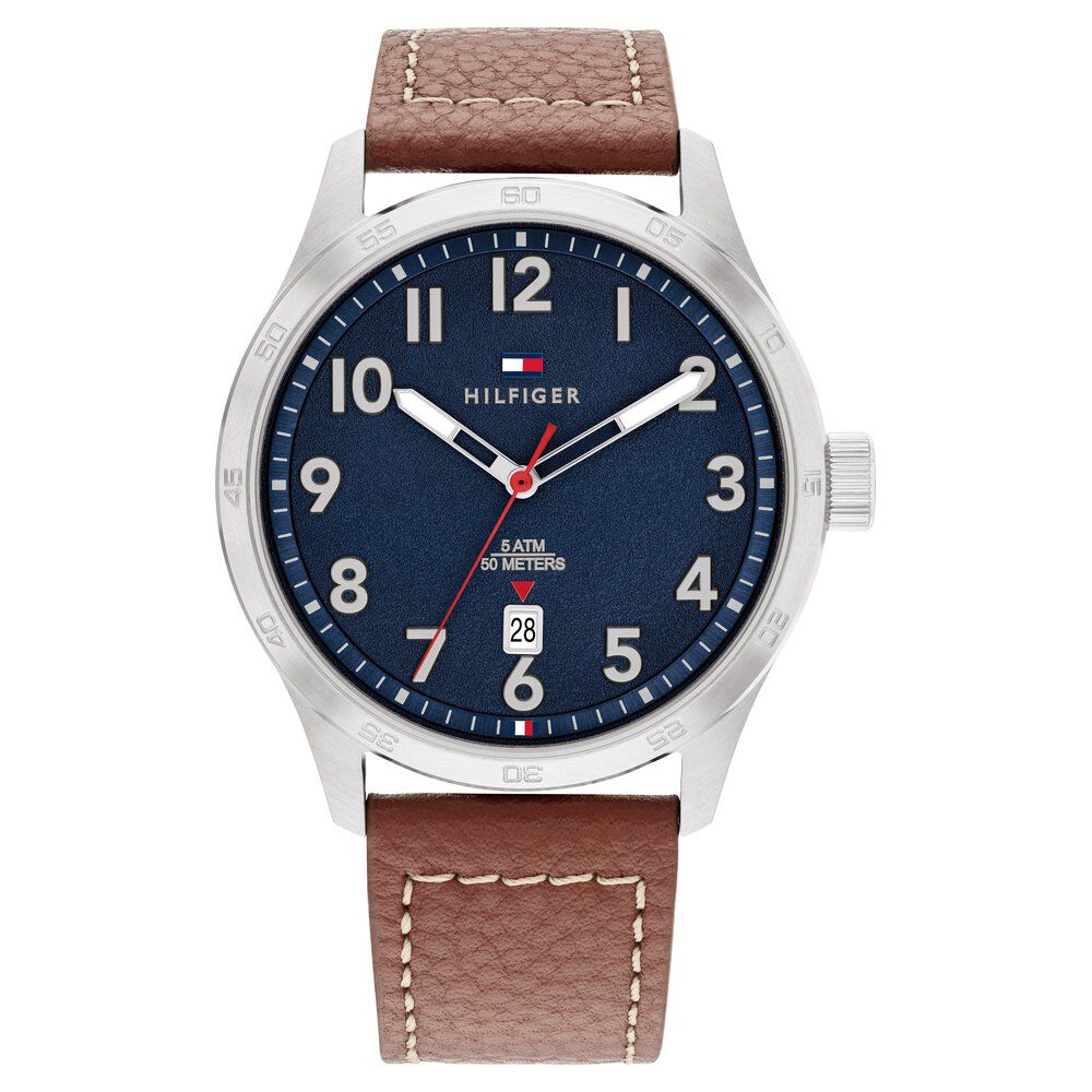 Tommy Hilfiger Quartz Analog with Date Blue dial Leather Strap Watch for Men TH1710559