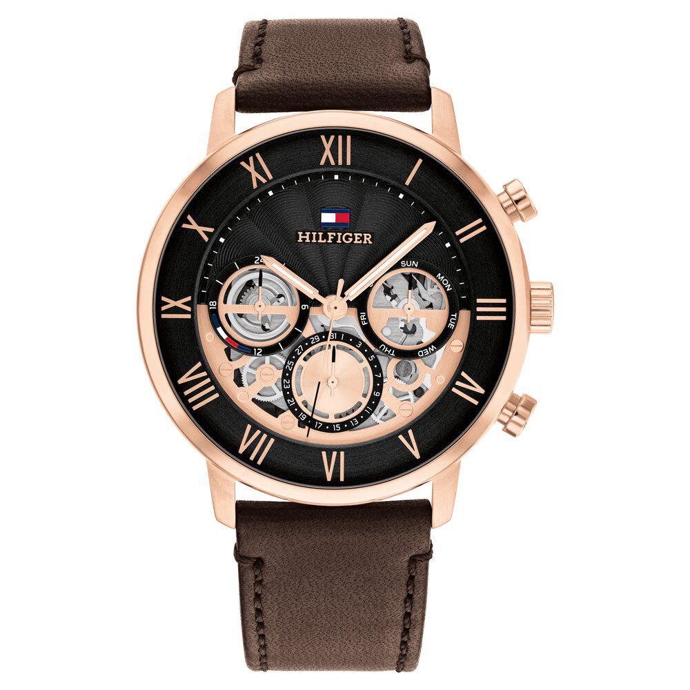 Tommy Hilfiger Quartz Multifunction Black dial Leather Strap Watch for Men TH1710566
