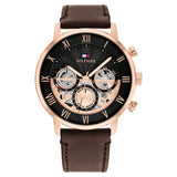 Tommy Hilfiger Quartz Multifunction Black dial Leather Strap Watch for Men TH1710566