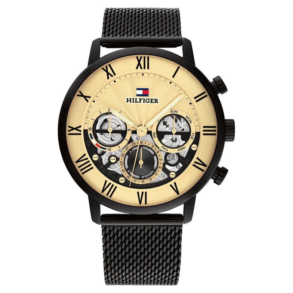 Tommy Hilfiger Quartz Multifunction Golden dial Stainless Steel Strap Watch for Men TH1710568