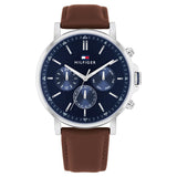 Tommy Hilfiger Quartz Multifunction Blue Leather Strap For Men