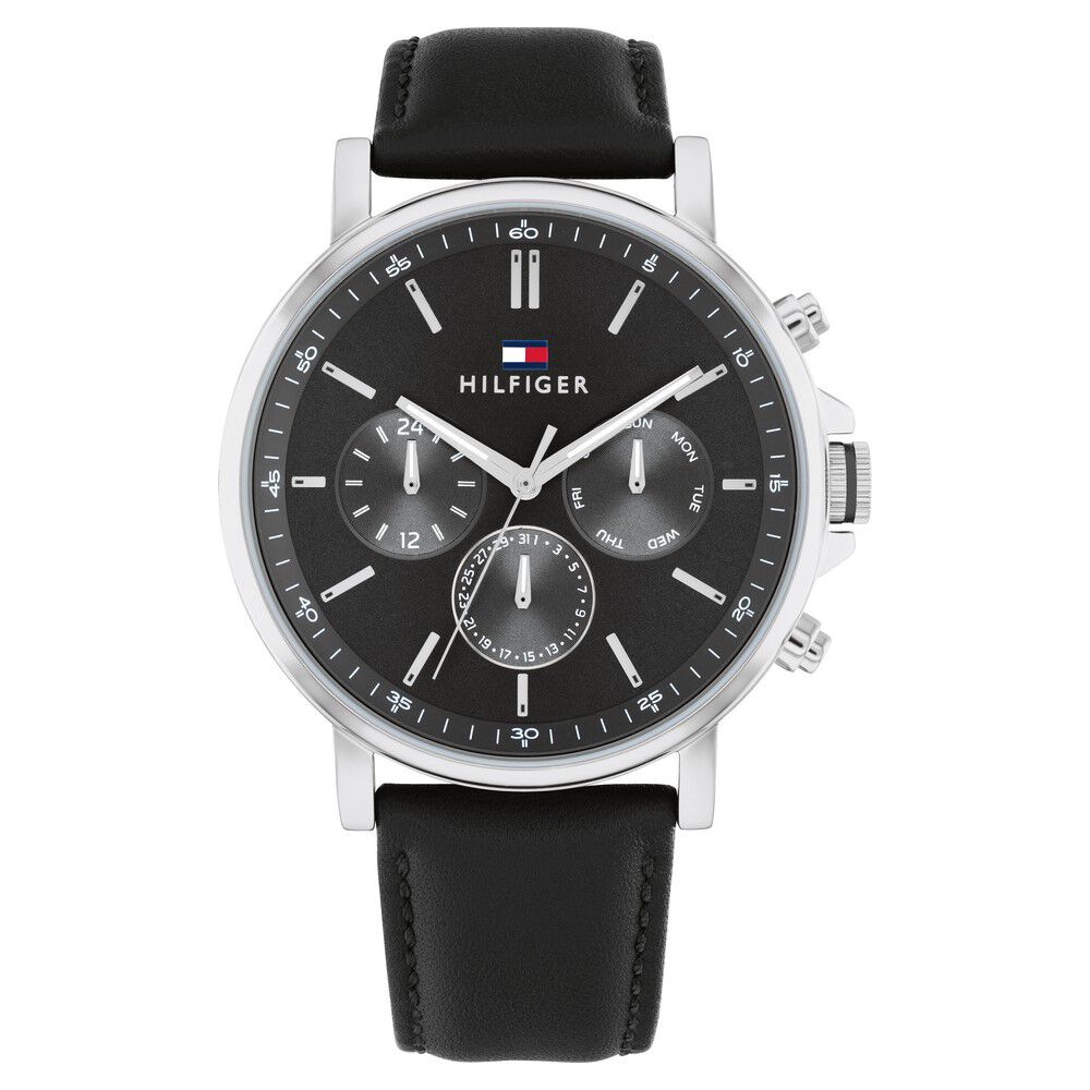 Tommy Hilfiger Quartz Multifunction Grey Leather Strap for Men TH1710586