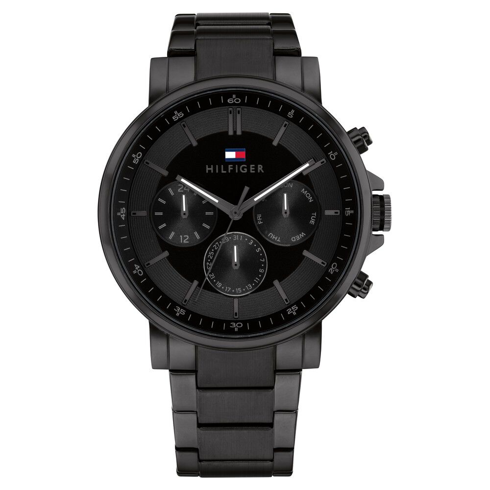 Tommy Hilfiger Multifunction Black Stainless Steel Strap for Men-NTTH1710590