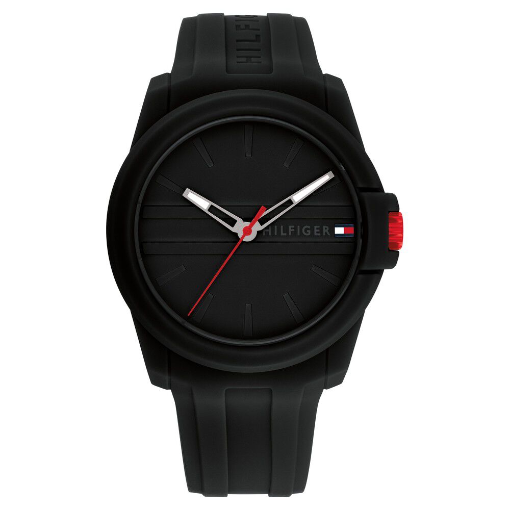 Tommy Hilfiger Quartz Analog Black Silicone Strap for Men-NTTH1710596W