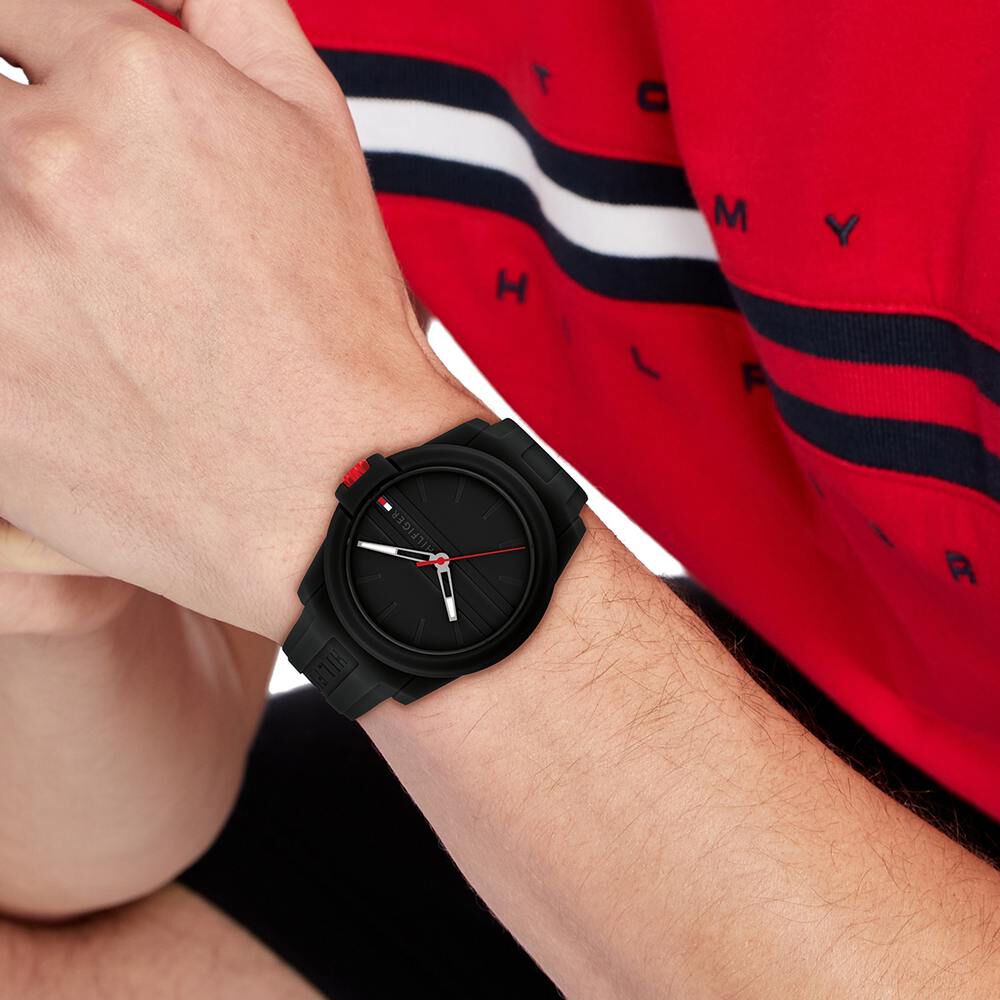 Tommy Hilfiger Quartz Analog Black Silicone Strap for Men TH1710596W