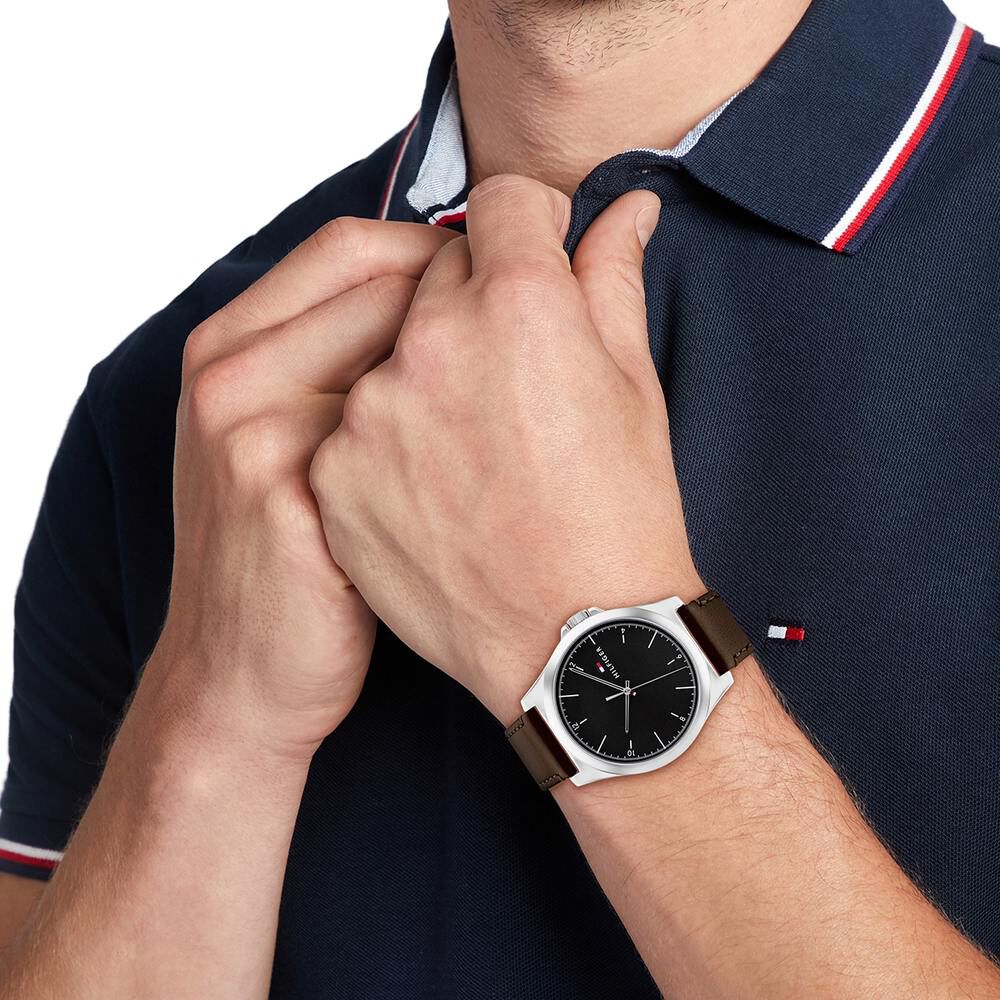 Tommy Hilfiger Quartz Analog Black Leather Strap for Men TH1710601