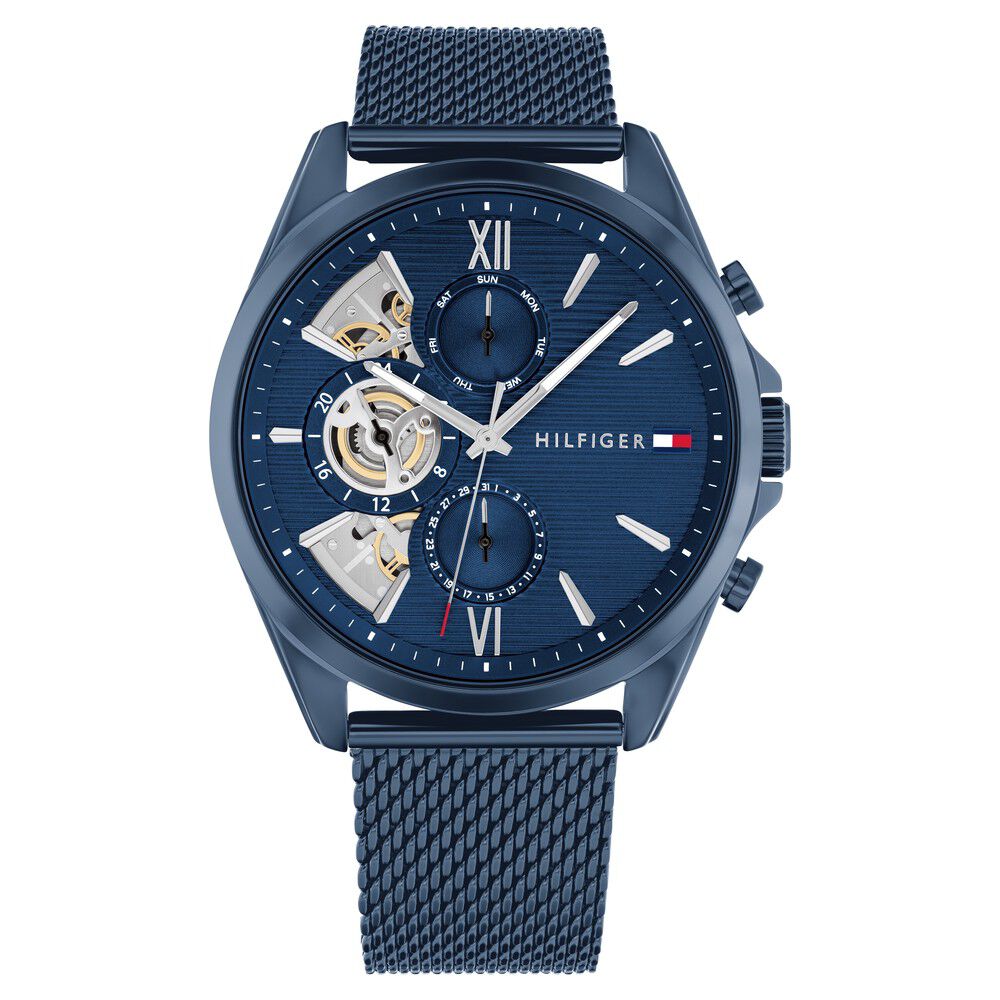 Tommy Hilfiger Multifunction Blue Dial Blue Color Stainless Steel Strap Watch For Men-TH1710648W