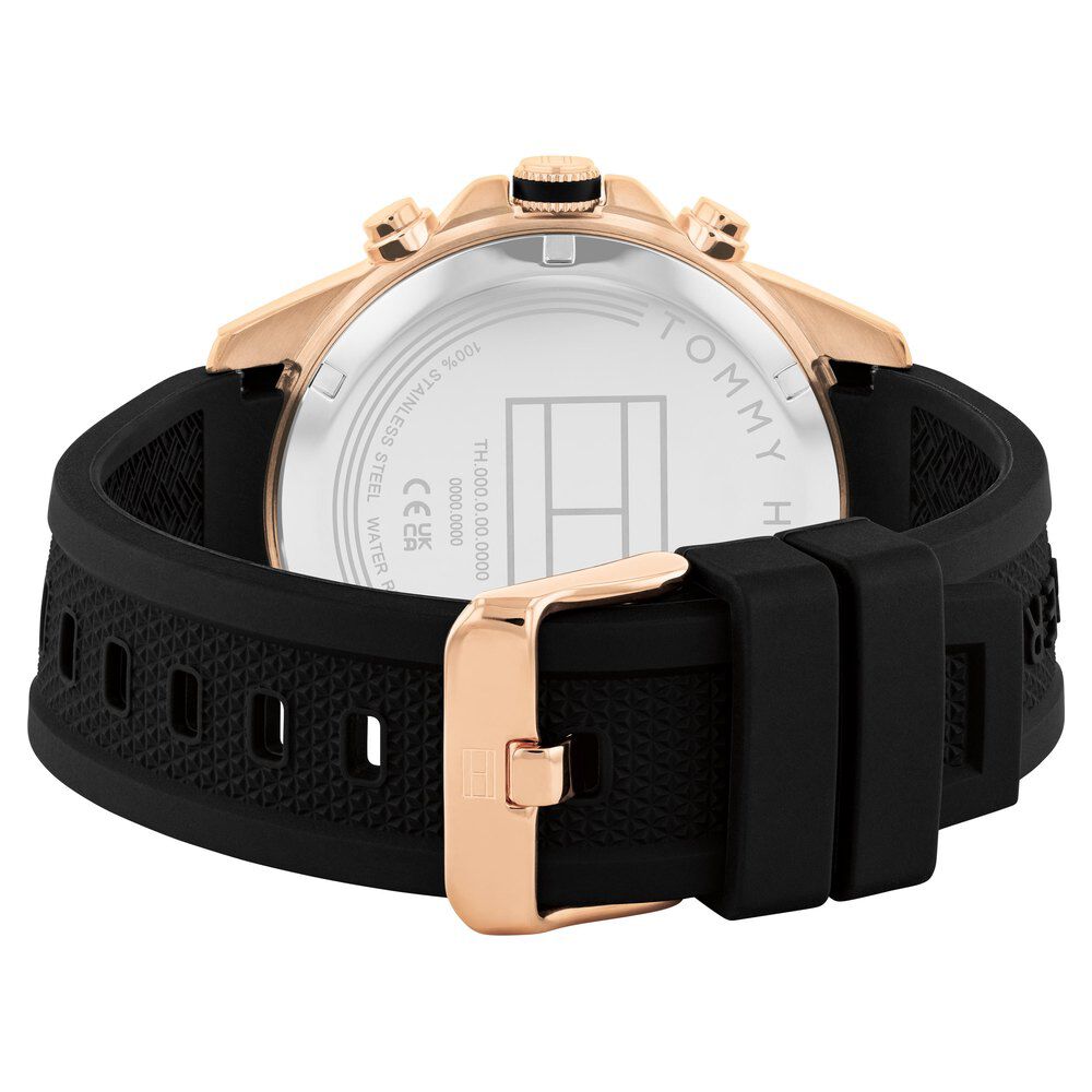Tommy Hilfiger Multifunction Black Dial Silicone Strap Watch For Men TH1710650