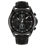 Tommy Hilfiger Multifunction Black Dial Black Color Leather Strap Watch For Men TH1710654