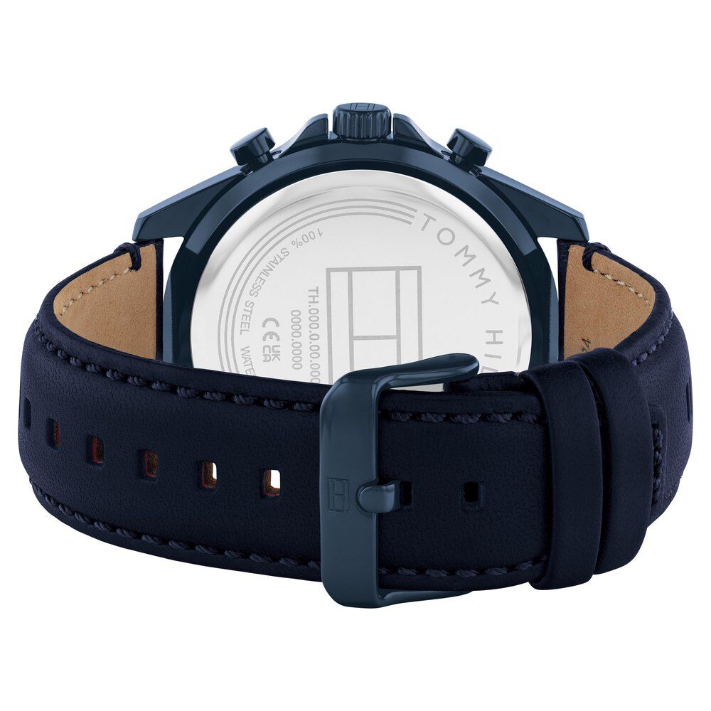 Tommy Hilfiger Multifunction Blue Dial Blue Color Leather Strap Watch For Men-TH1710655W