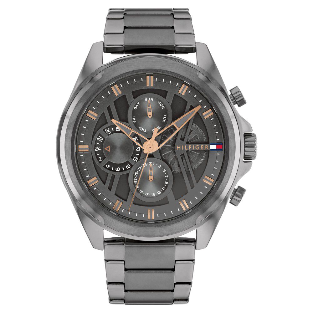Tommy Hilfiger Multifunction Grey Dial Grey Color Stainless Steel Strap Watch For Men TH1710657