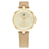 Tommy Hilfiger Quartz Analog Beige Dial Leather Strap Watch For Women