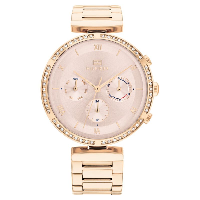 Tommy Hilfiger Quartz Multifunction Pink Dial Stainless Steel Strap Watch For Women