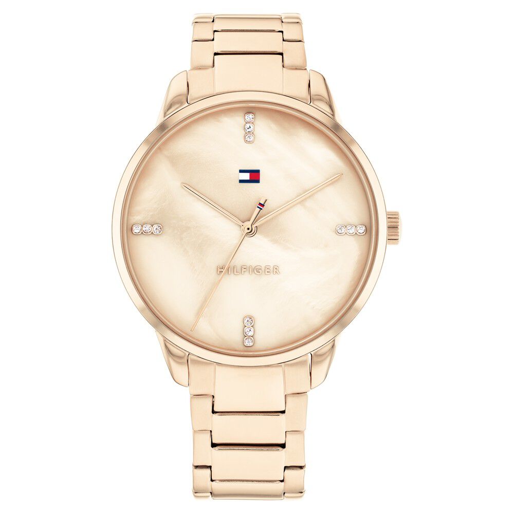 Tommy Hilfiger Quartz Analog Golden Dial Stainless Steel Strap Watch for Women NETH1782545