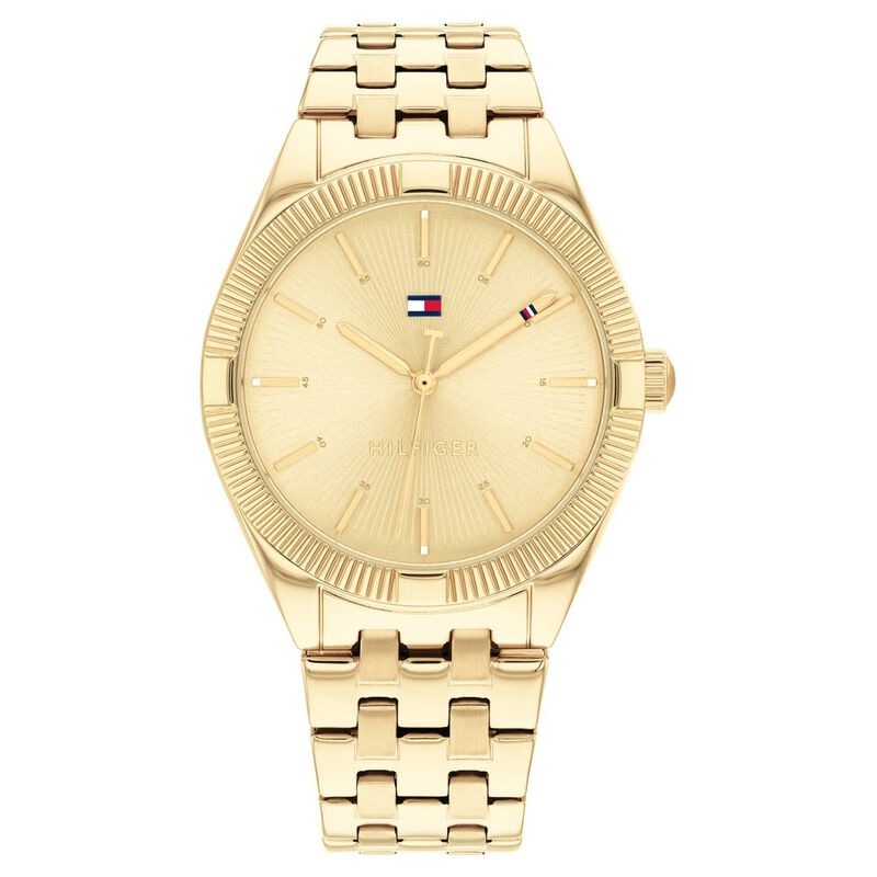 Tommy Hilfiger Quartz Analog Golden Dial Stainless Steel Strap Watch For Women