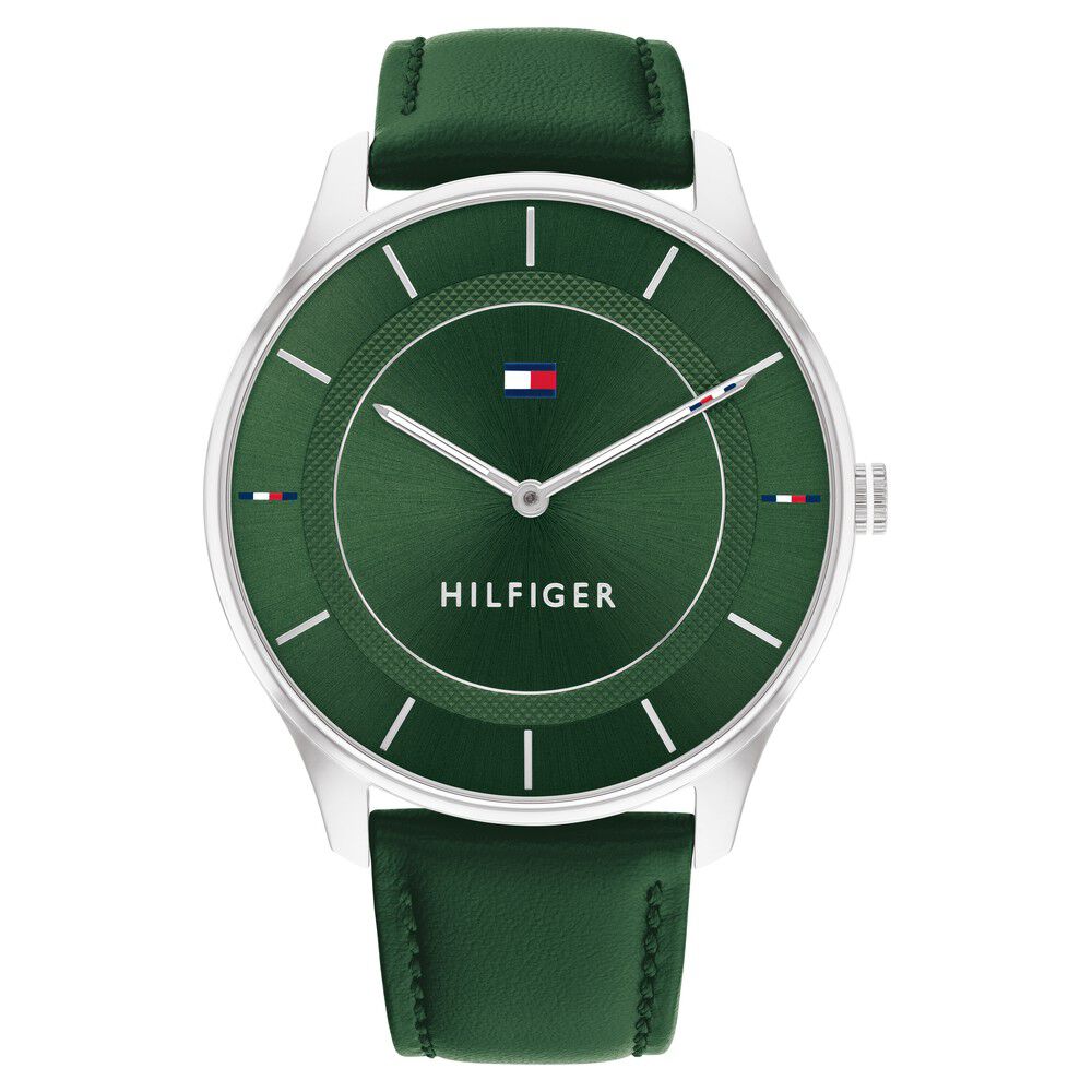 Tommy Hilfiger Quartz Analog Green Dial Leather Strap Watch for Women NETH1782553
