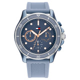 Tommy Hilfiger Blue Dial Blue Silicone Strap Watch For Women