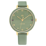 Tommy Hilfiger Quartz Analog Green Dial Leather Strap Watch for Women TH1782583