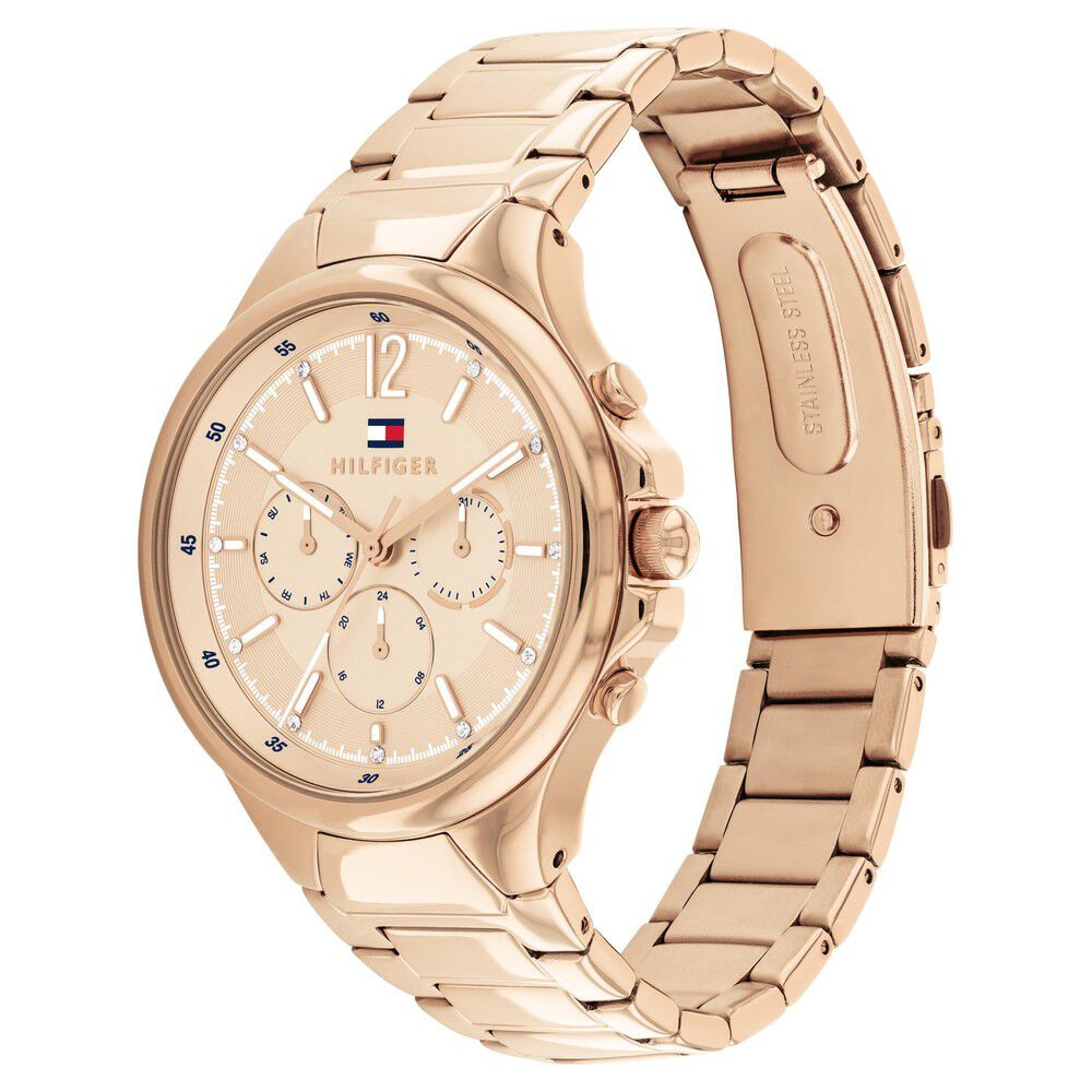 Tommy Hilfiger Gold Dial Golden Stainless Steel Strap Watch For Women