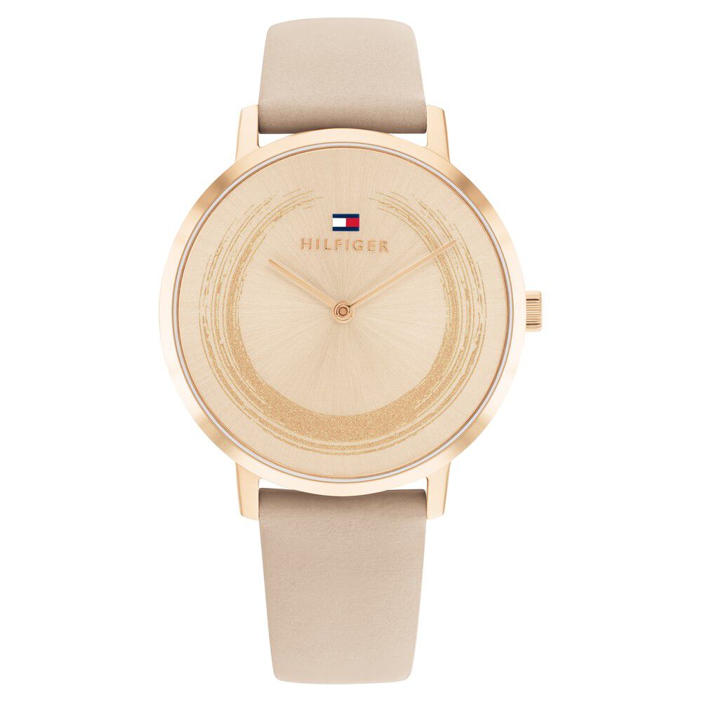 Tommy Hilfiger Quartz Multifunction Rose Gold Dial Leather Strap Watch for Women TH1782602