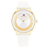 Tommy Hilfiger Quartz Multifunction Silver Dial Leather Strap Watch For Women