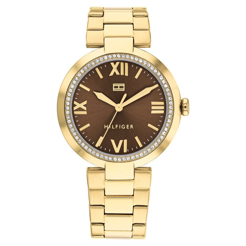 Tommy Hilfiger Quartz Analog Brown Dial Stainless Steel Strap Watch For Women
