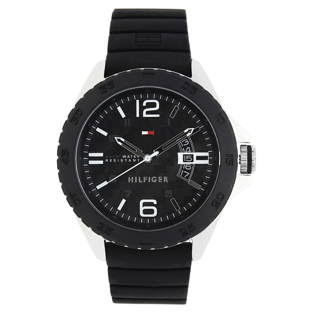 Tommy Hilfiger Quartz Analog Black Dial Silicone Strap Watch for Men-NCTH1791203W