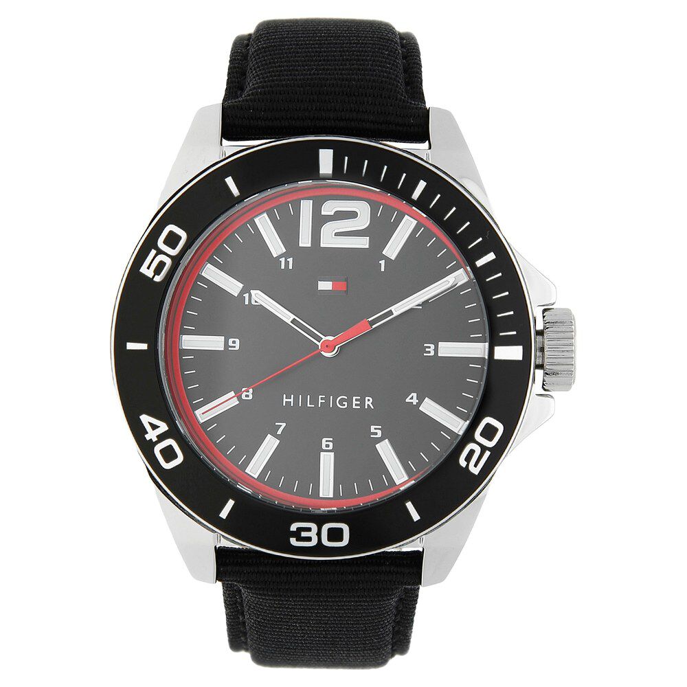Tommy Hilfiger Quartz Analog Black Dial Fabric Strap Watch for Men-TH1791284J