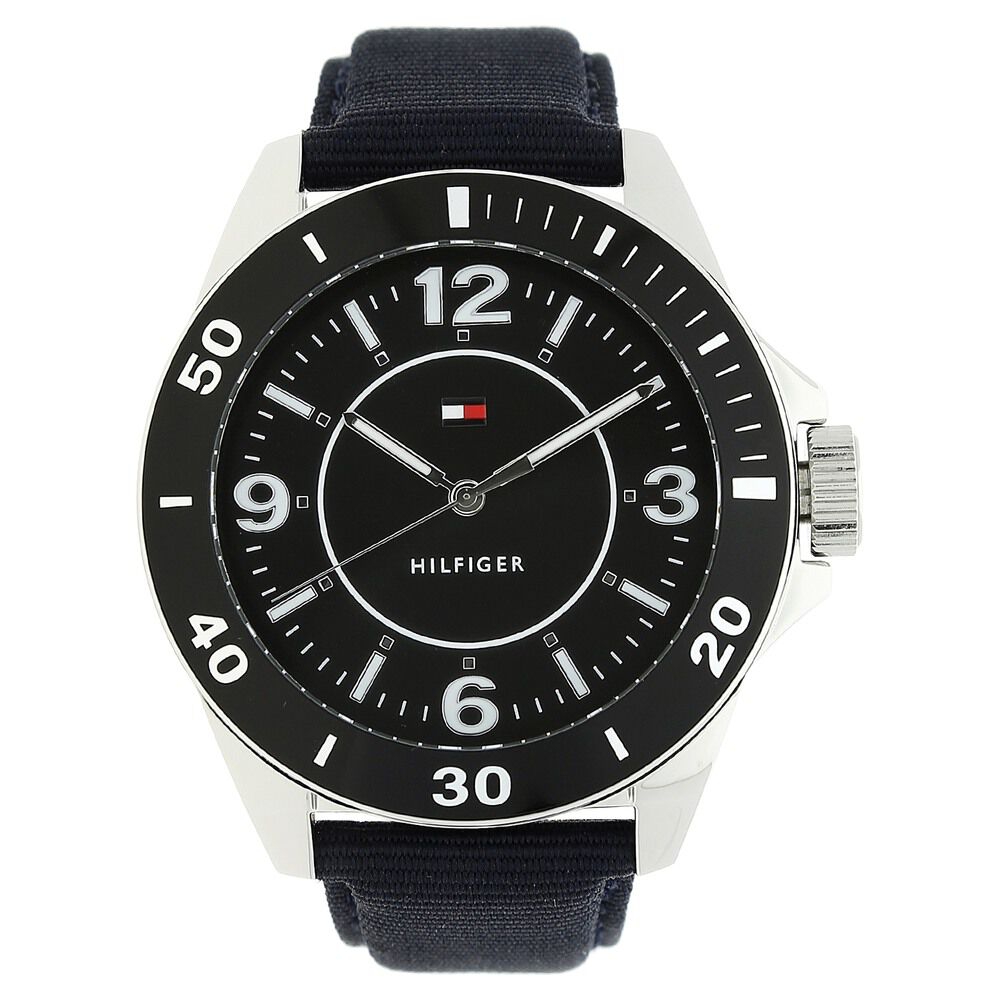 Tommy Hilfiger Quartz Analog Black Dial Leather Strap Watch for Men-TH1791285J