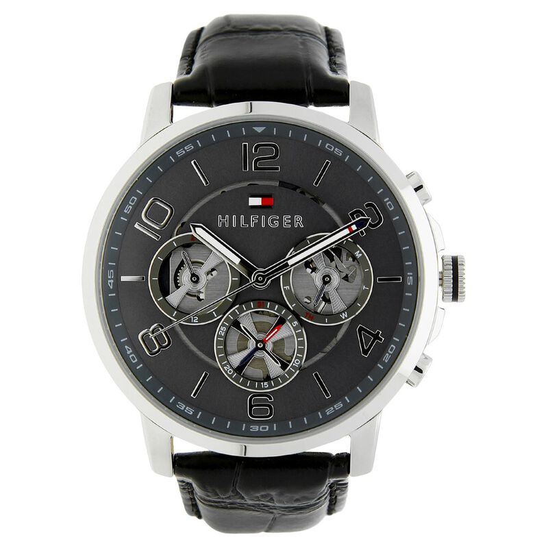 Tommy Hilfiger Quartz Analog Grey Dial Leather Strap Watch For Men