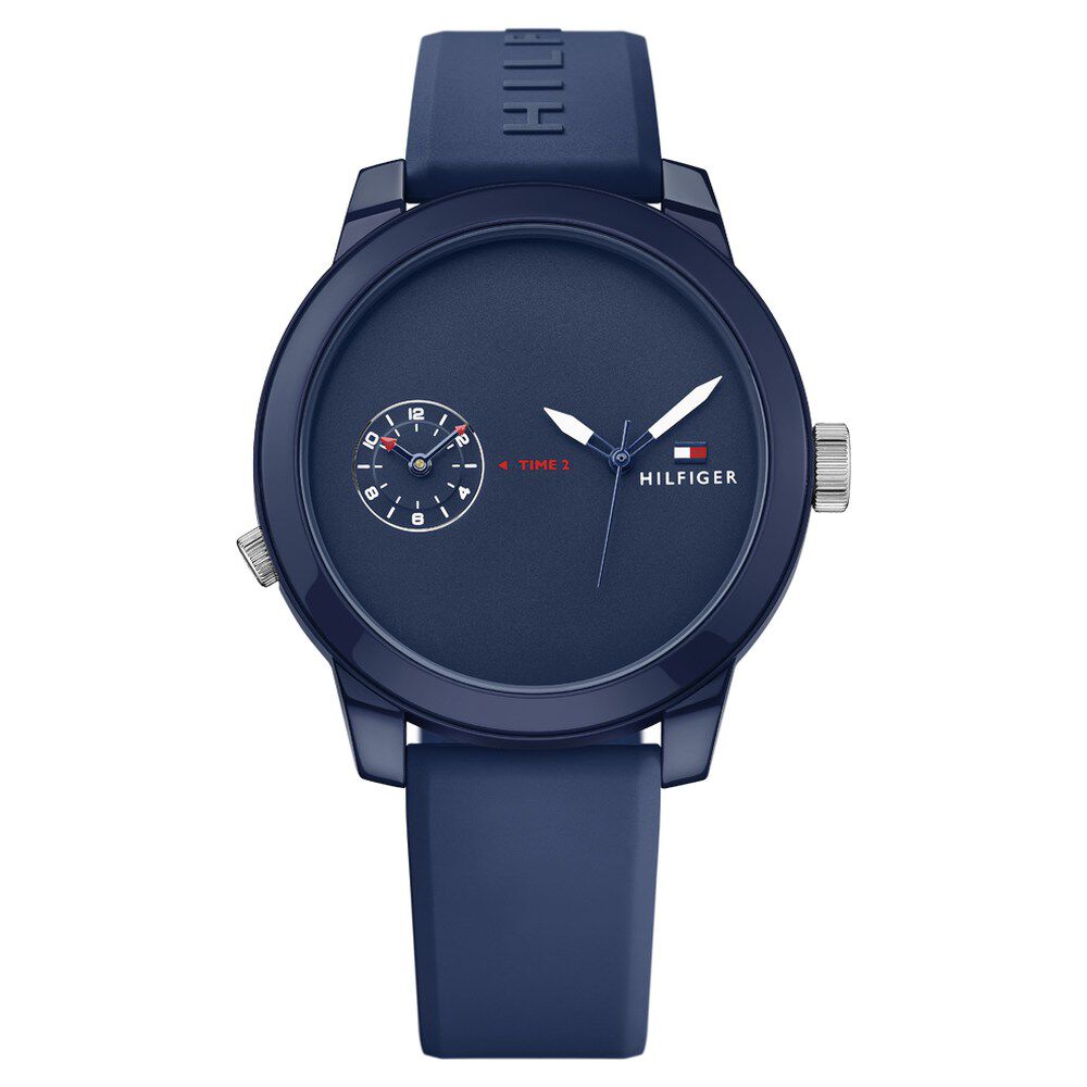 Tommy Hilfiger Quartz Analog Blue Dial Silicone Strap Watch for Men-NETH1791325