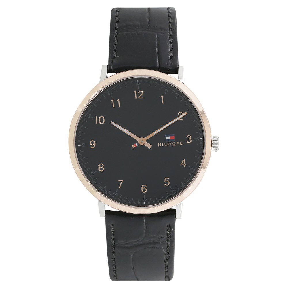Tommy Hilfiger Quartz Analog Black Dial Leather Strap Watch for Men-NCTH1791339W